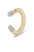 Small Tube Earring, 14k Yellow Gold & Diamond